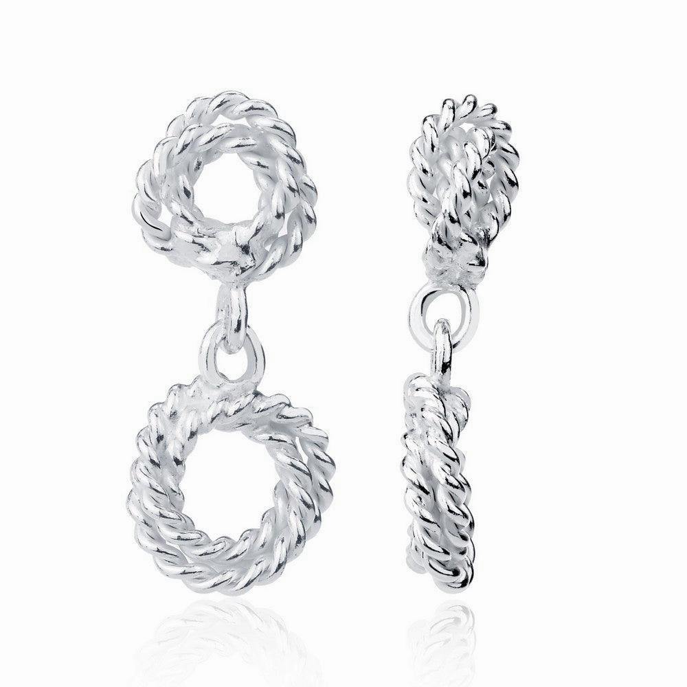 Sterling Silver Double Rope Open Circle Earrings
