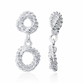 Sterling Silver Double Rope Open Circle Earrings