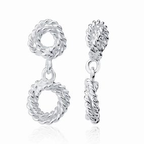 Sterling Silver Double Rope Open Circle Earrings