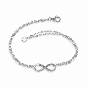 Sterling Silver Double Strand Infinity Bracelet, 7"