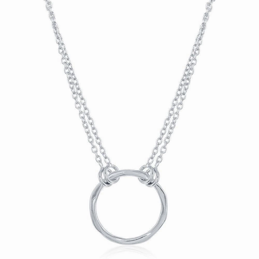 Sterling Silver Double Strand Open Circle Necklace