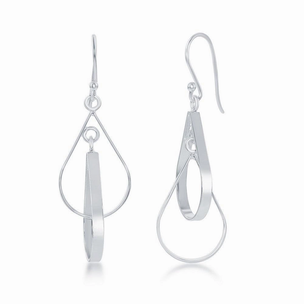 Sterling Silver Double Teardrop Dangle Earrings