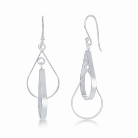 Sterling Silver Double Teardrop Dangle Earrings