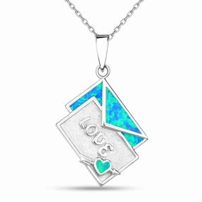 Sterling Silver Envelope and LOVE Letter Pendant