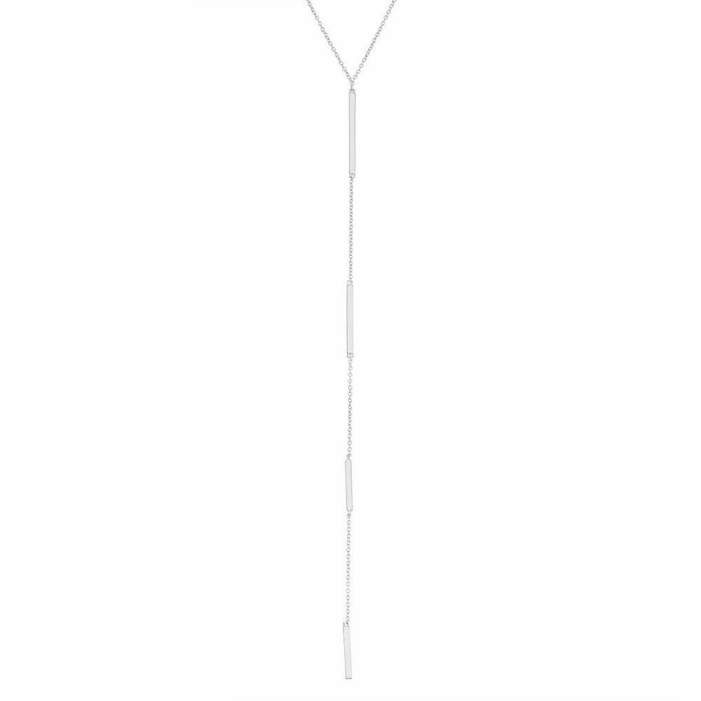 Sterling Silver Extra Long Y Design Bar Necklace