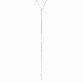 Sterling Silver Extra Long Y Design Bar Necklace