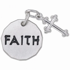 Sterling Silver Faith Tag with Cross Charm