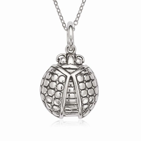 Sterling Silver Fancy Oxidized Ladybug Pendant