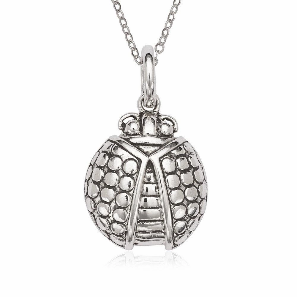 Sterling Silver Fancy Oxidized Ladybug Pendant
