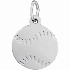 Sterling Silver Flat Baseball Charm