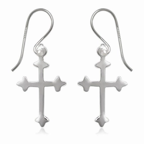 Sterling Silver Flat Cross Earrings
