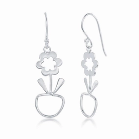 Sterling Silver Flower and Apple Designed Earrings
