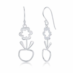 Sterling Silver Flower and Apple Designed Earrings
