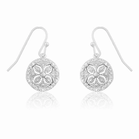 Sterling Silver Flower Cutout Diamond Earrings