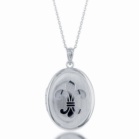 Sterling Silver Fluer De Lis Oval Locket