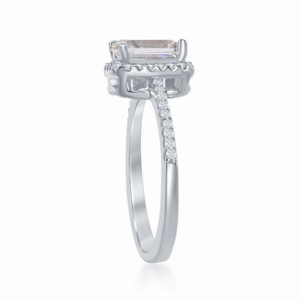 Sterling Silver Four-Prong White CZ Ring - W-1880