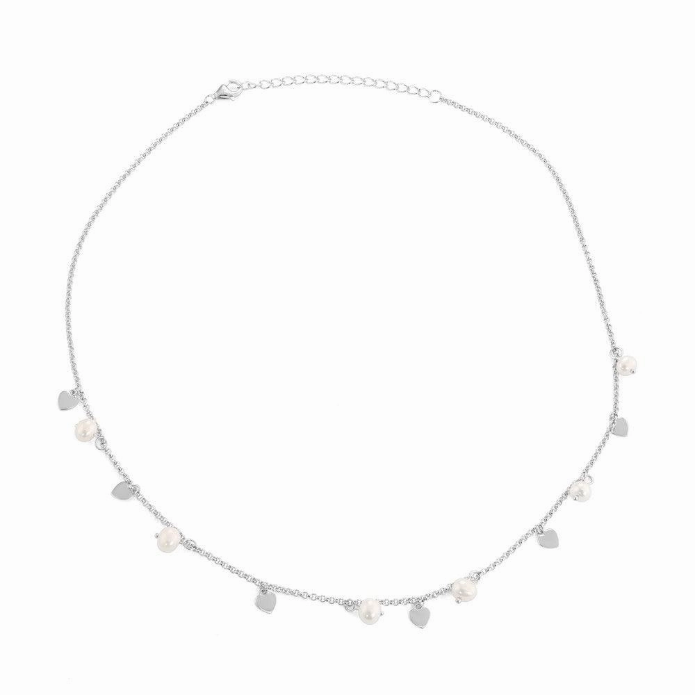 Sterling Silver FWP and Shiny Hearts Necklace