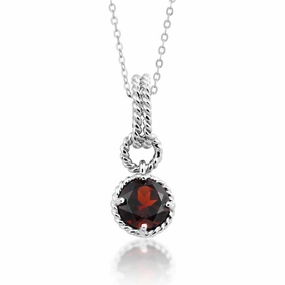 Sterling Silver Garnet Gemstone Circle Pendant