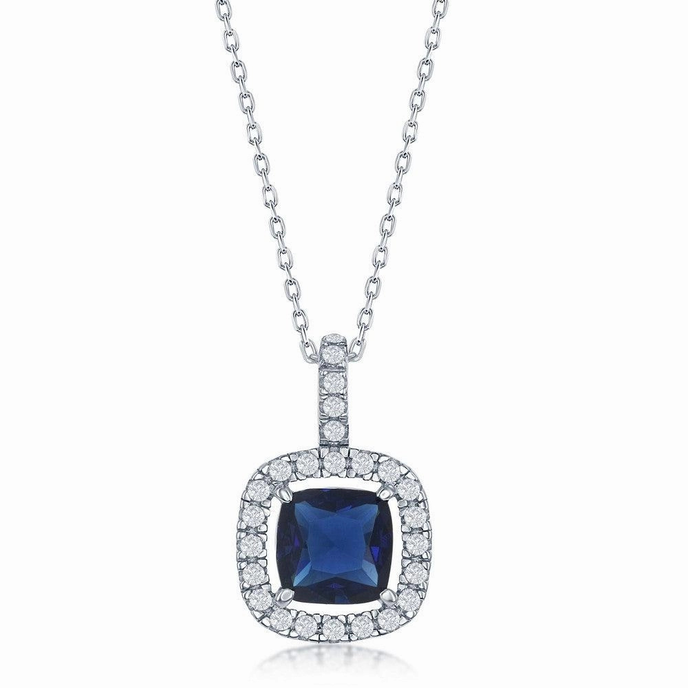 Sterling Silver Genuine Blue Sapphire Stud Pendant