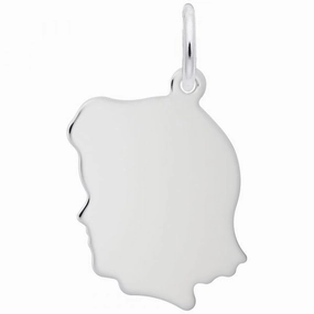 Sterling Silver Girl's Head Charm