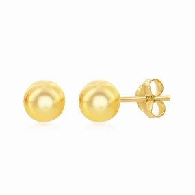 Sterling Silver Gold 6mm Bead Earrings
