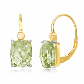 Sterling Silver Gold Plated 4.904cttw Green Amethyst Earrings