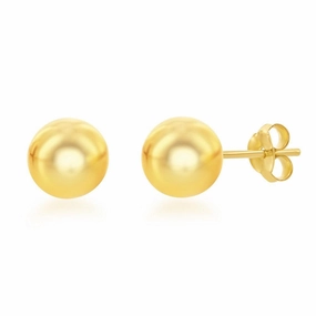 Sterling Silver Gold Plated 8mm Bead Earrings