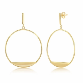 Sterling Silver Gold Plated Bar with Hoop Earrings