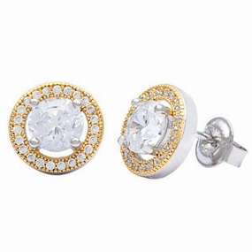 Sterling Silver Gold Plated Center Circle Earrings