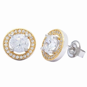 Sterling Silver Gold Plated Center Circle Earrings