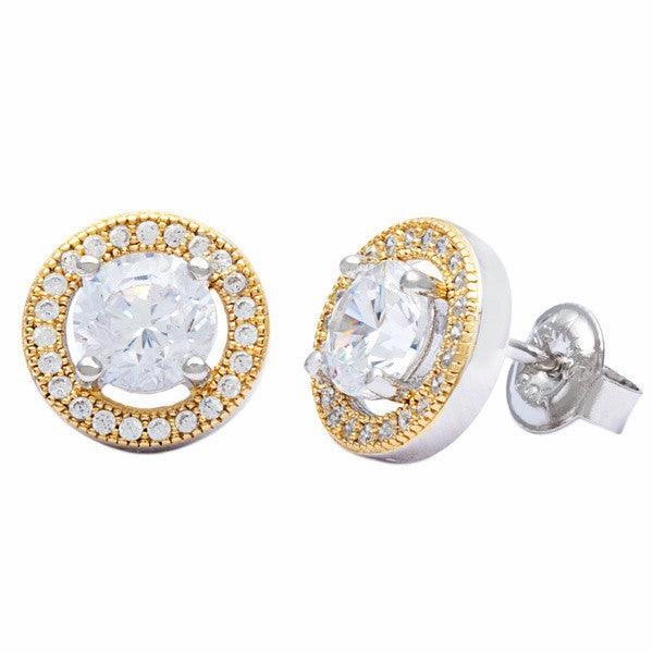 Sterling Silver Gold Plated Center Circle Earrings