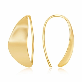 Sterling Silver Gold Plated Crescent Moon Threader Earrings