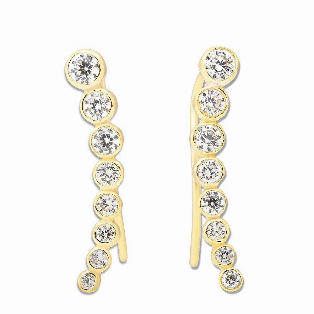 Sterling Silver Gold Plated CZ Ear Crawler Earrings