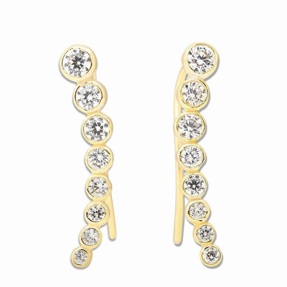 Sterling Silver Gold Plated CZ Ear Crawler Earrings