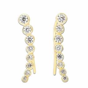 Sterling Silver Gold Plated CZ Ear Crawler Earrings