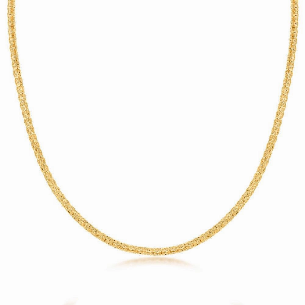 Sterling Silver Gold Plated Diamond-Cut Wire Design Necklace