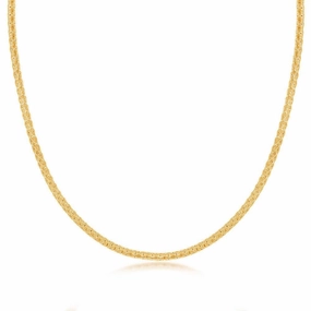 Sterling Silver Gold Plated Diamond-Cut Wire Design Necklace