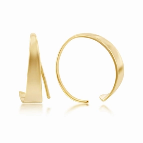 Sterling Silver Gold Plated Flat Bar Half Hoop Earrings