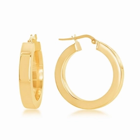 Sterling Silver Gold Plated Gold Plated Square Hoop Earrings