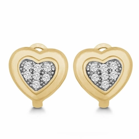 Sterling Silver Gold Plated Heart Huggie Earrings
