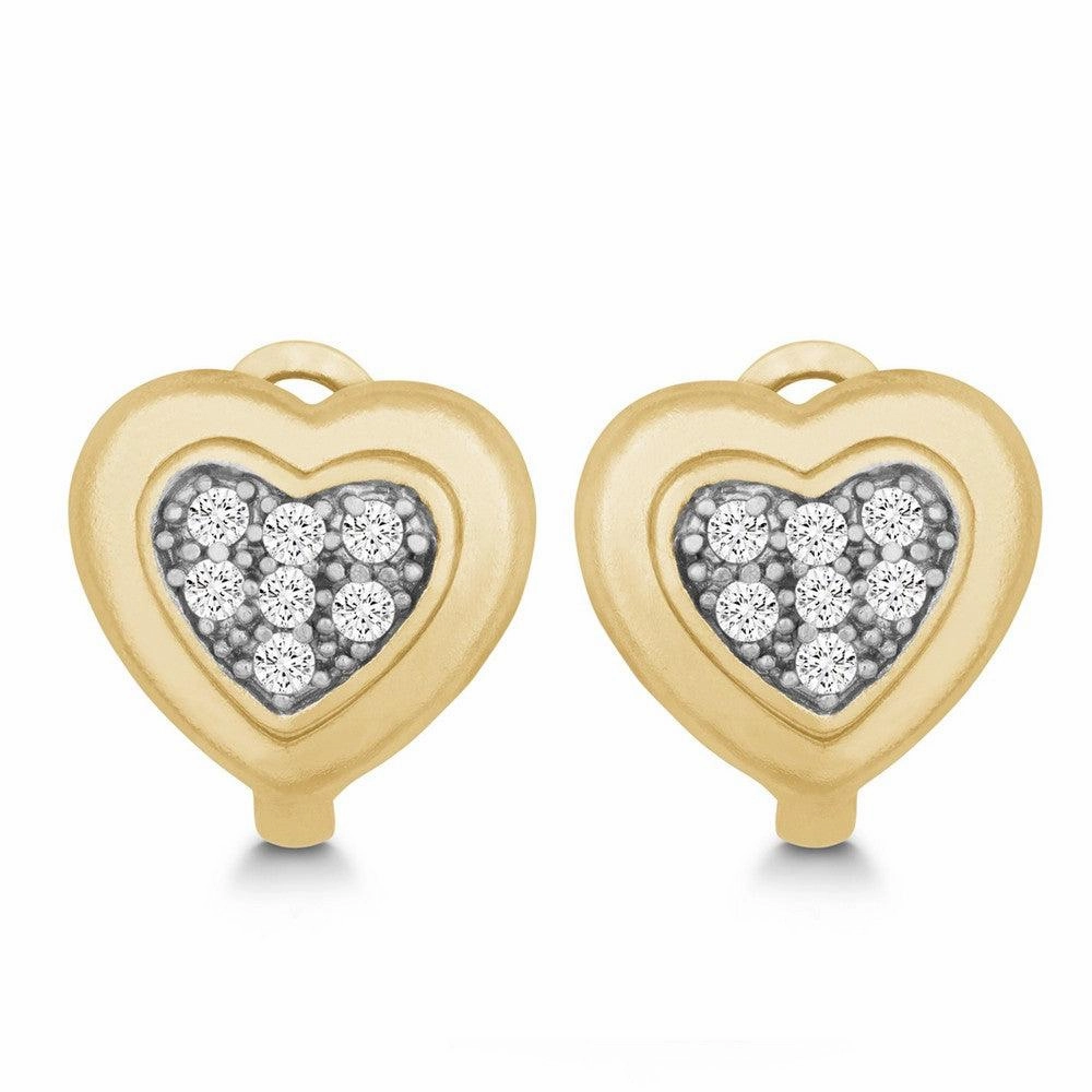 Sterling Silver Gold Plated Heart Huggie Earrings