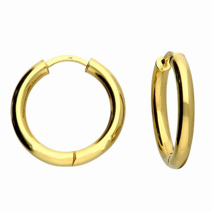 Sterling Silver Gold Plated Hoop Earrings (25mm)