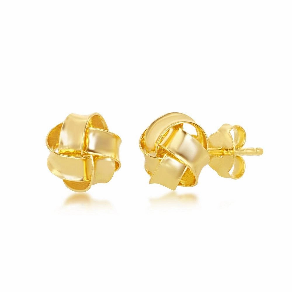 Sterling Silver Gold Plated Love Knot Stud Earrings