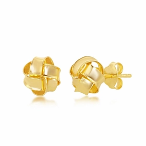 Sterling Silver Gold Plated Love Knot Stud Earrings