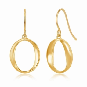 Sterling Silver Gold Plated O Dangling Earrings