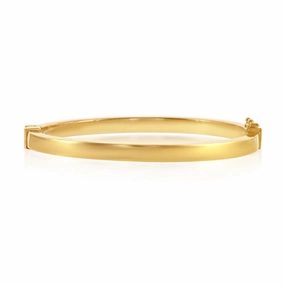 Sterling Silver Gold Plated Plain Hinged Bangle