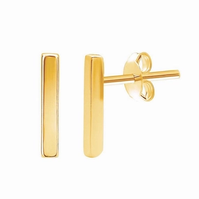 Sterling Silver Gold Plated Small Thin Bar Stud Earrings
