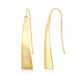 Sterling Silver Gold Plated Triangle Shaped Earrings