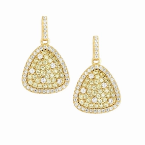 Sterling Silver Gold Triangle Micro Pave Earrings