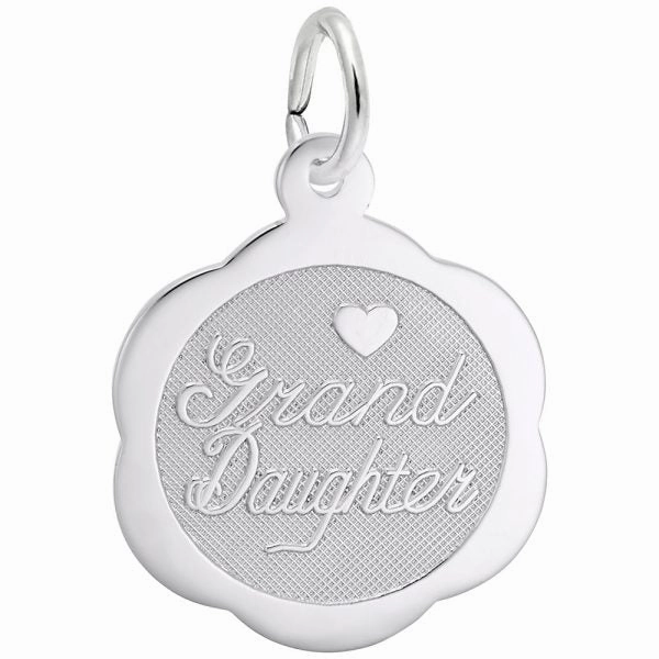 Sterling Silver Grandaughter Scalloped Disc Charm